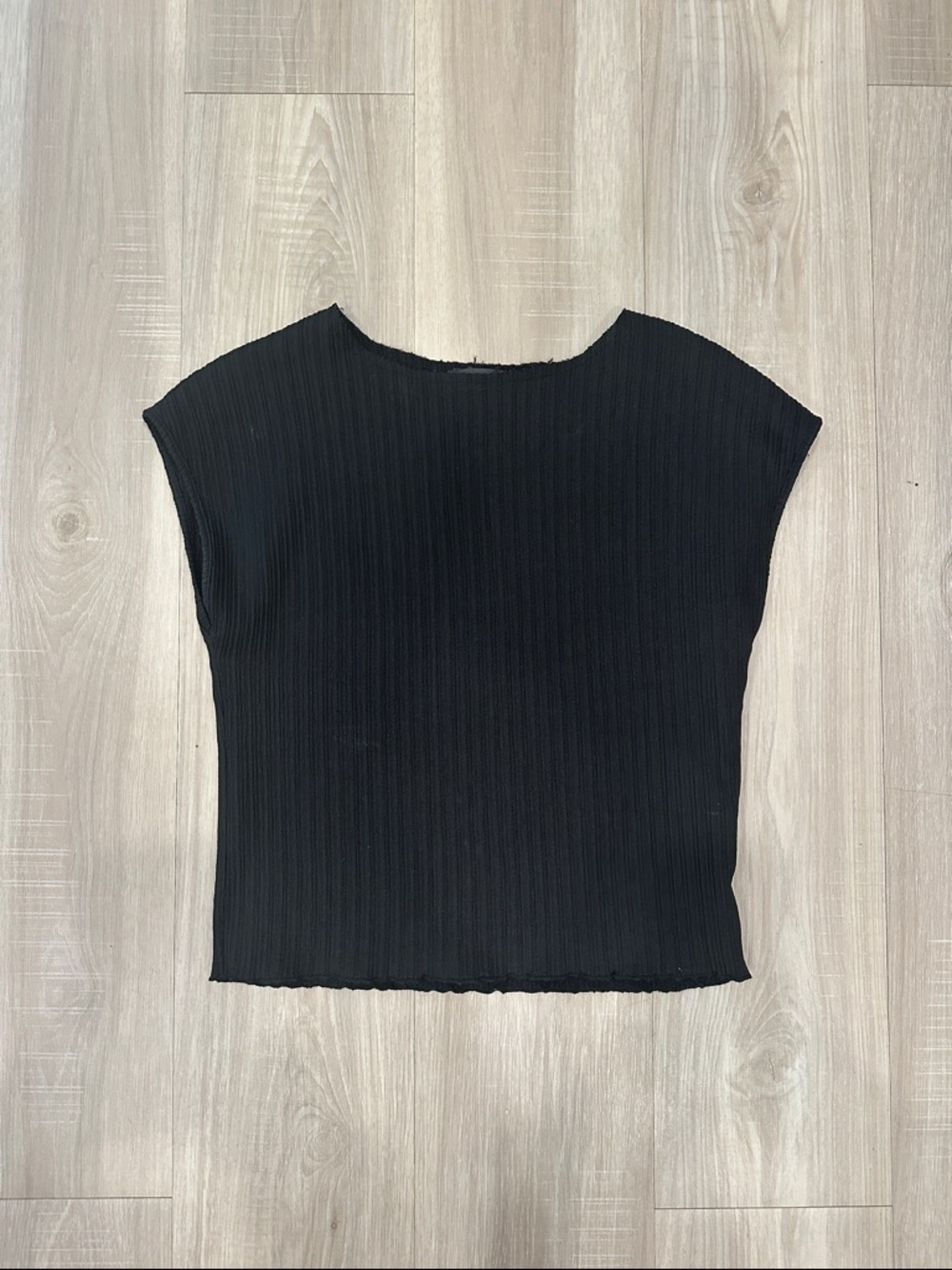 Classic Black Ribbed Women's Top